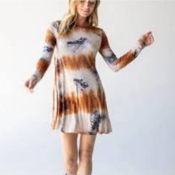 NATURAL LIFE Stevie Knit Tie-Dye Mini Dress or‎ Long Tunic Size XS Boho Hippie - Picture 1 of 8